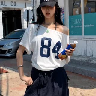 One Shoulder Oversized Tshirts 84 1