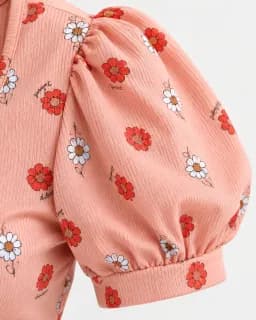 Arza Peach Bloom Floral Puff-Sleeve Crop Top 🌸 5
