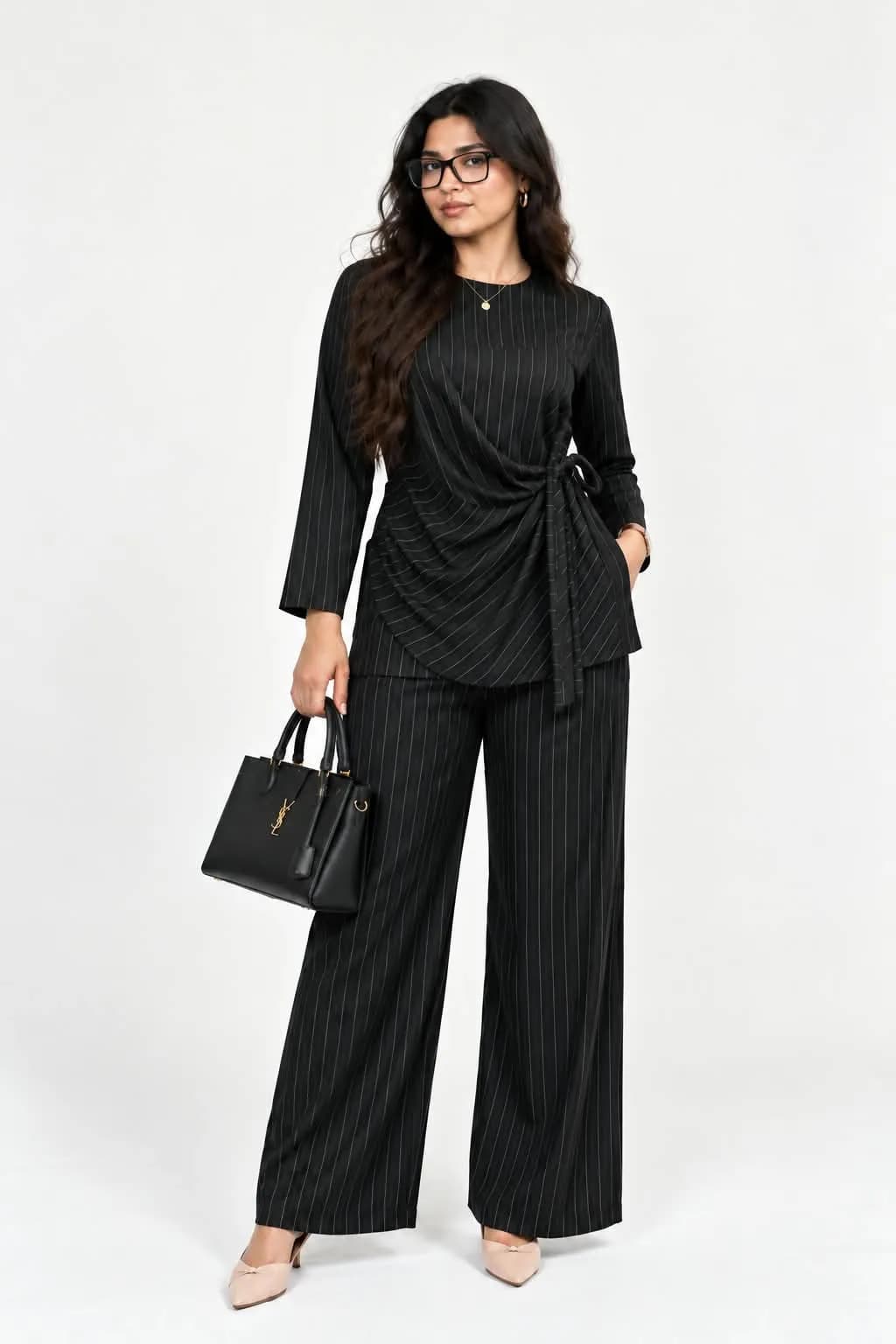 Luxe Noir Pinstripe Co-Ord Set